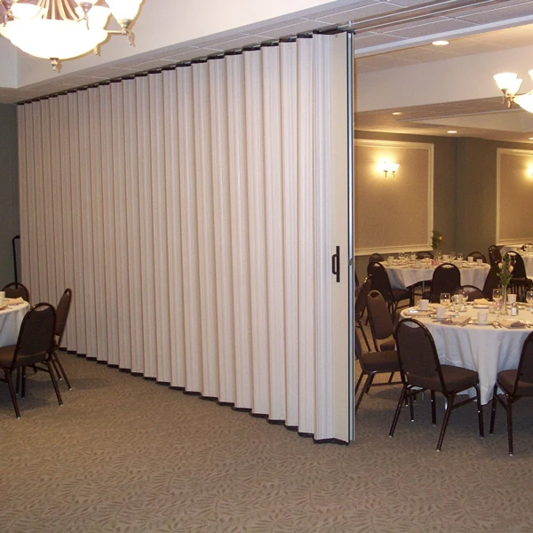 Beige PVC folding door in a banquet hall