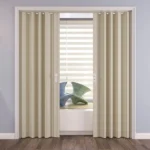 Cream PVC folding door open to modern play area